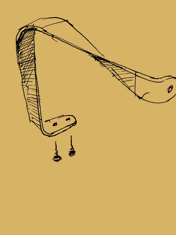An MN1 armrest sketch on a yellow background